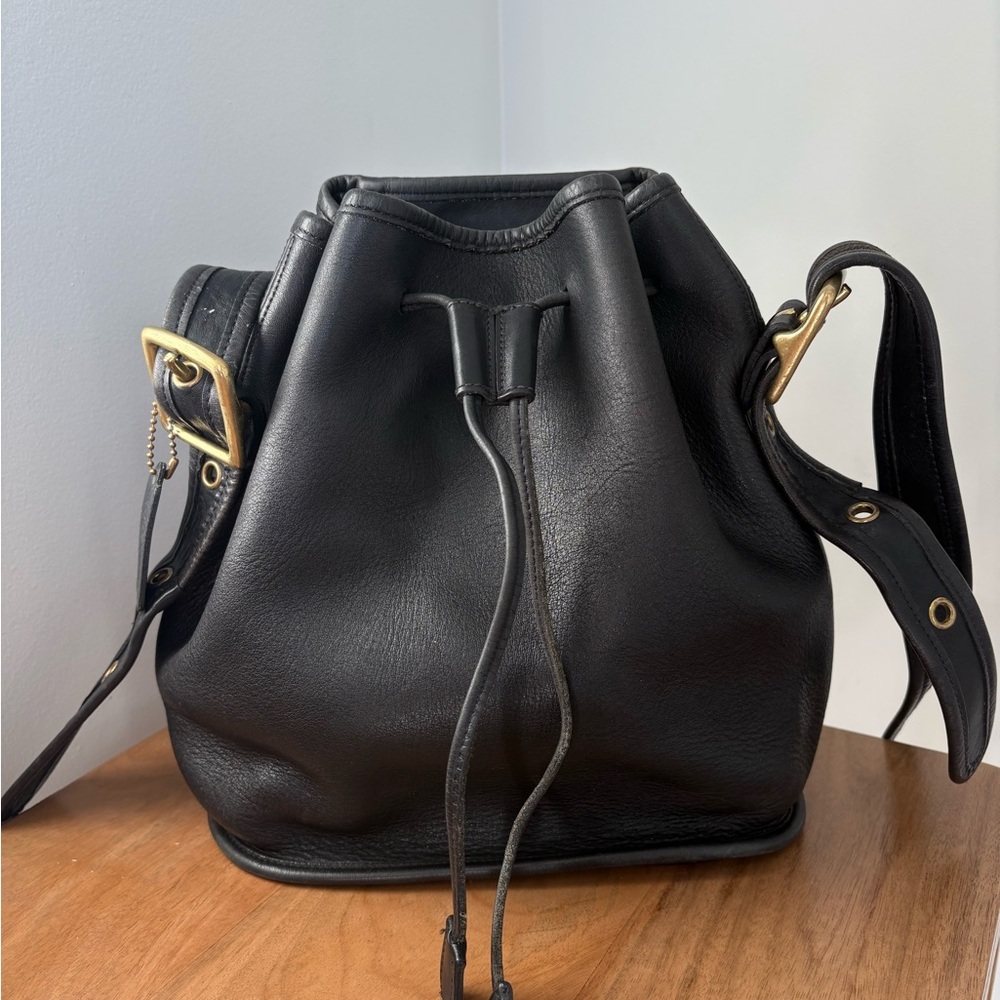 Vintage Coach 9952 Lulu's Legacy Drawstring Crossbody Bucket Bag Black